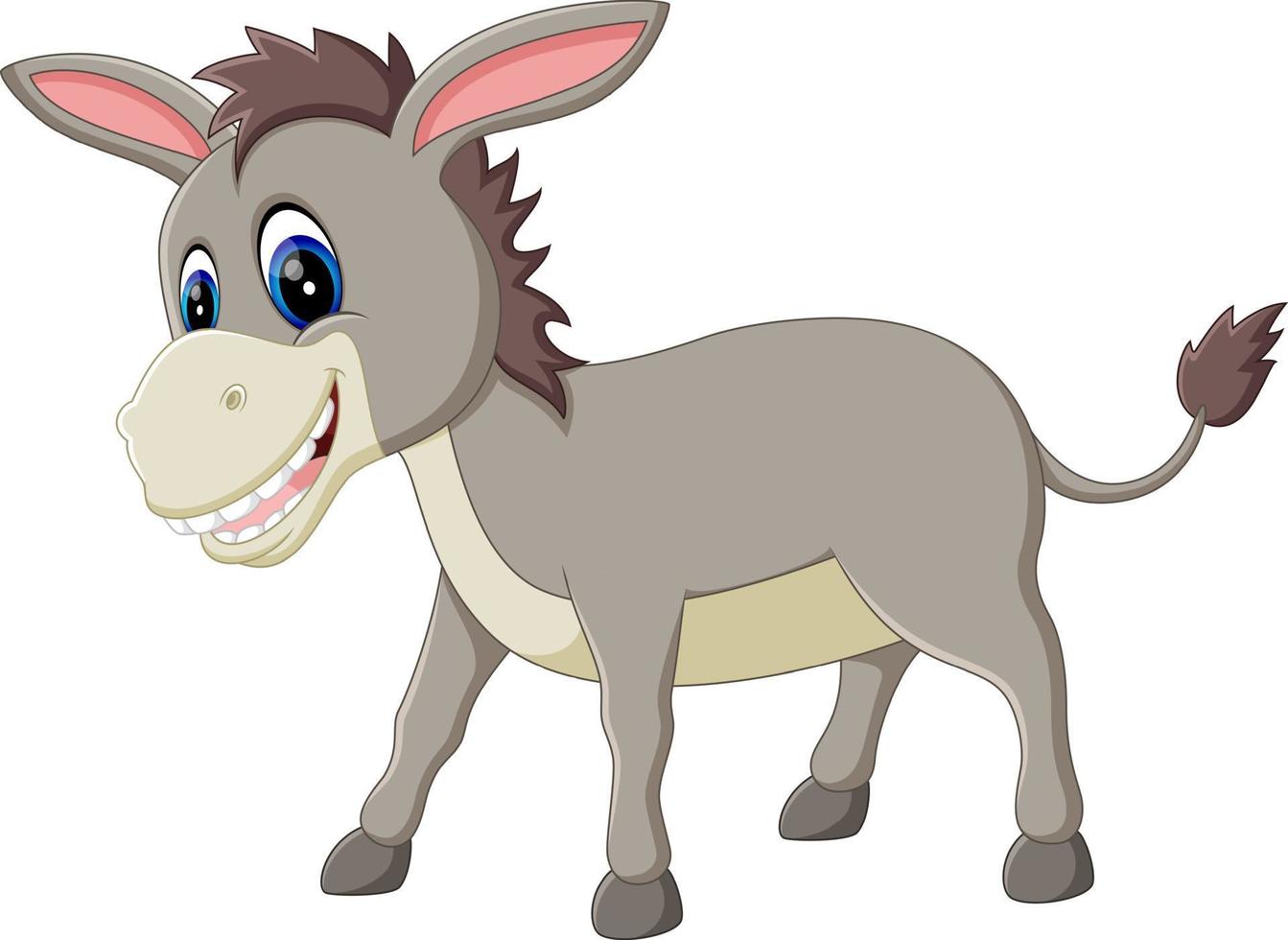 cartoon donkey smile and happy vector