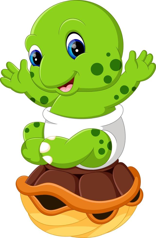 illustration of Cute turtle cartoon vector