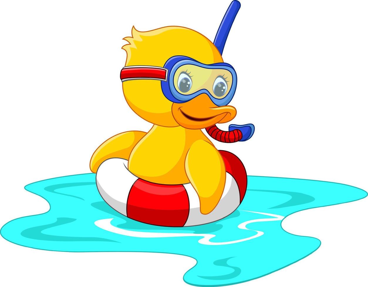 duck diver with swimming belt sitting vector