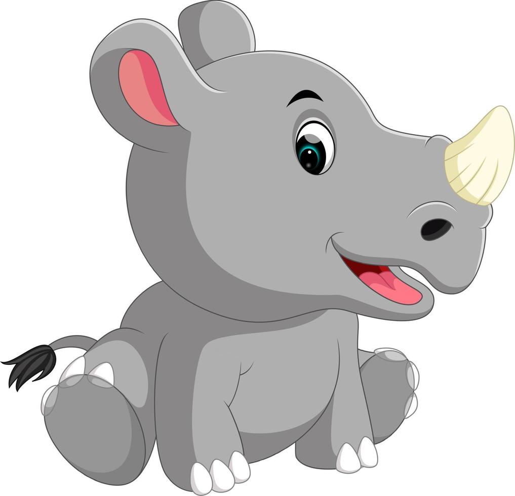cute rhino cartoon vector