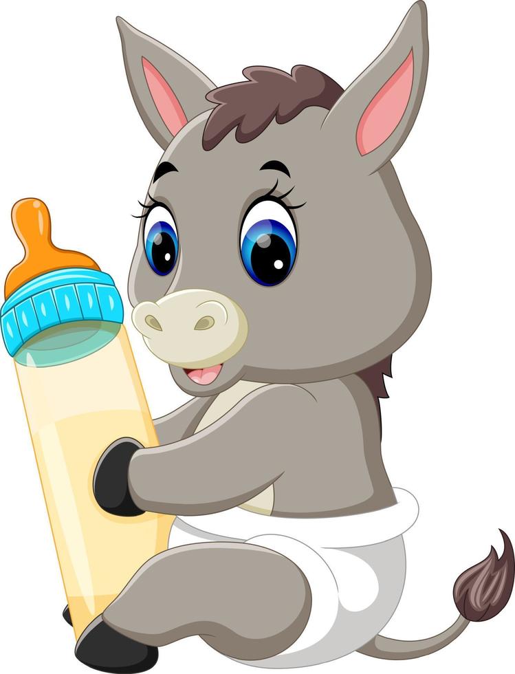 ilustración de dibujos animados de burro lindo bebé vector