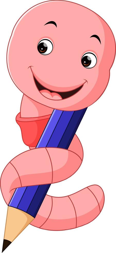 Cute pink worm cartoon vector