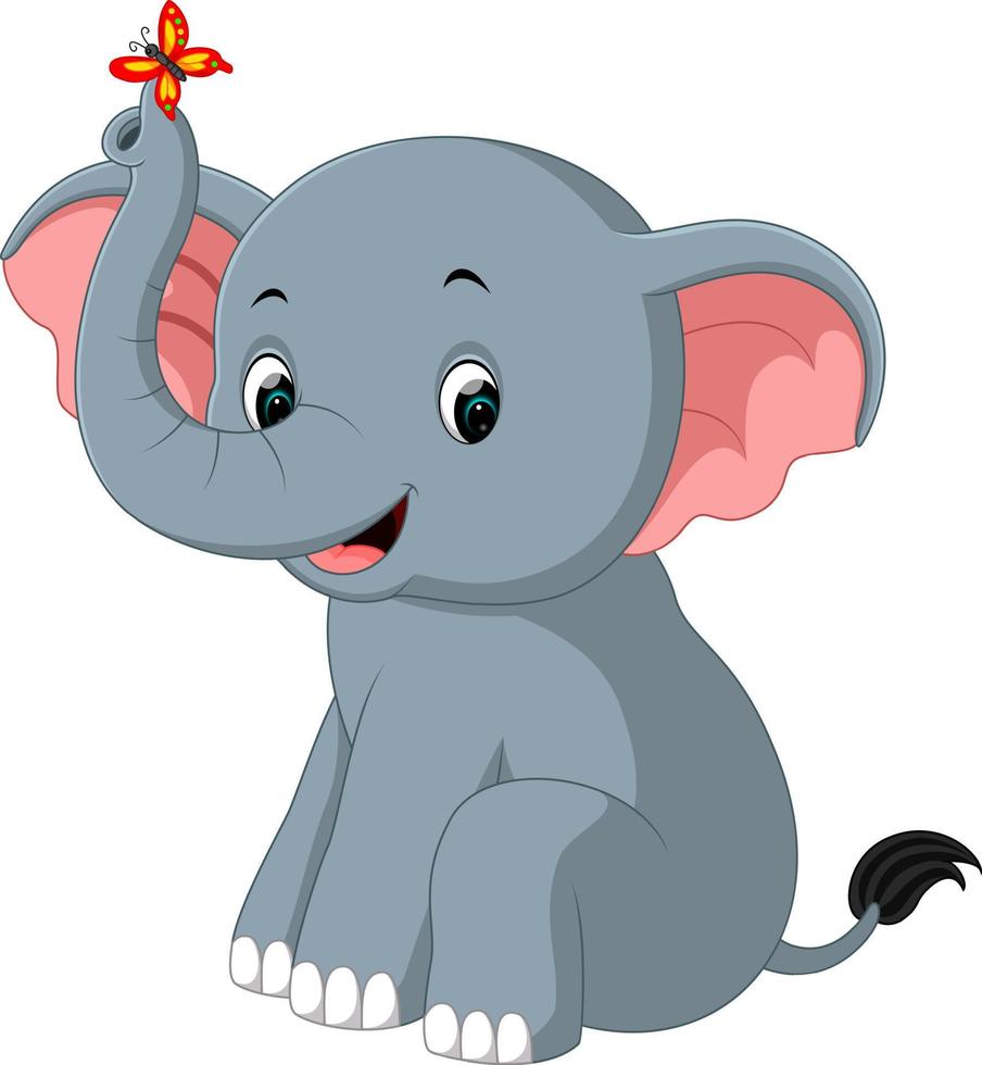 cute elephant cartoon vector