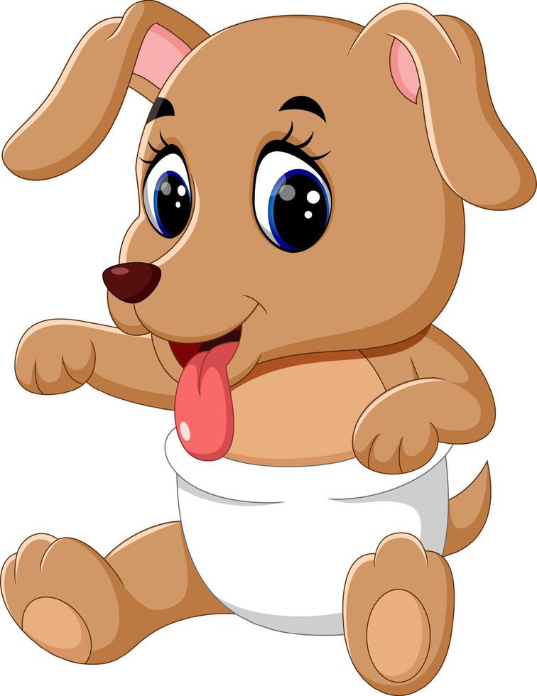 ilustración, de, lindo, bebé, perro, caricatura vector