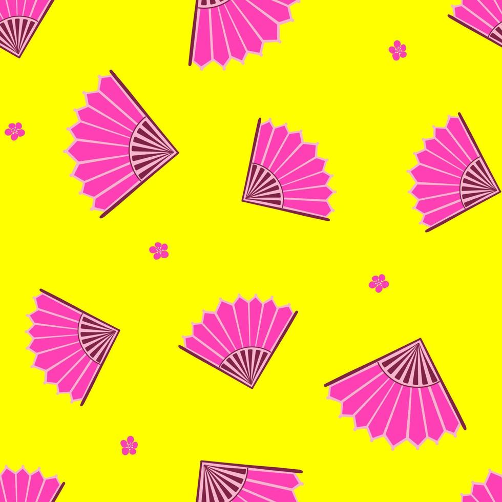 Oriental Paper Fan Seamless Repeat Pattern vector