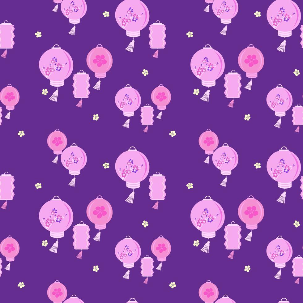 Oriental Lanterns Seamless Repeat Pattern vector