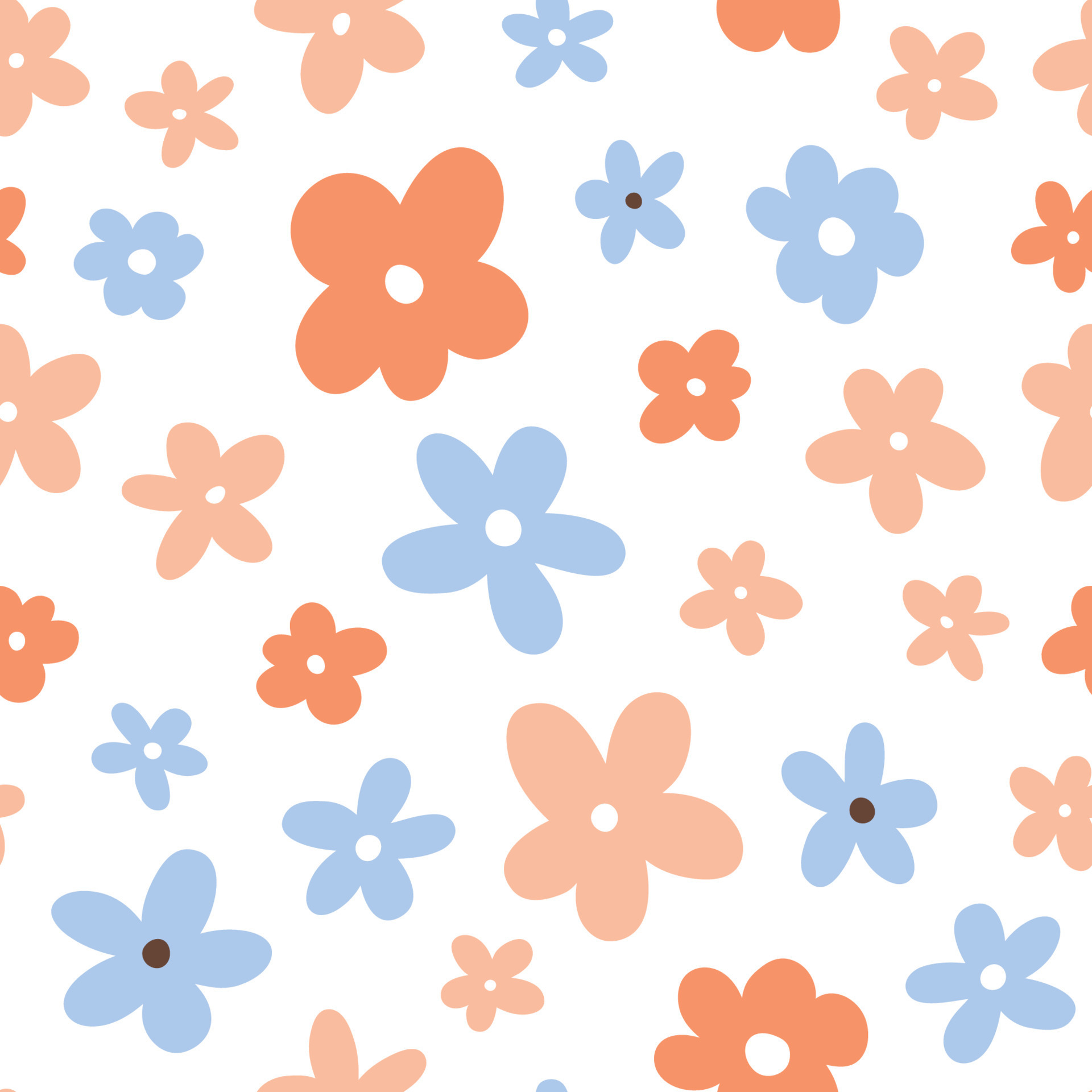 Cute seamless pattern with pink and blue flowers. Vector ...