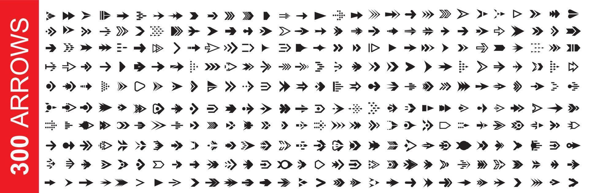 Set 270 arrow icon. Collection different arrows sign. Black vector arrows icons