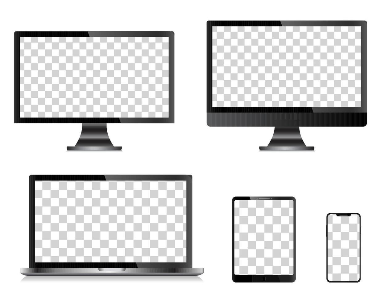 conjunto de pantalla del dispositivo - monitor de computadora de tableta de teléfono inteligente portátil. vector