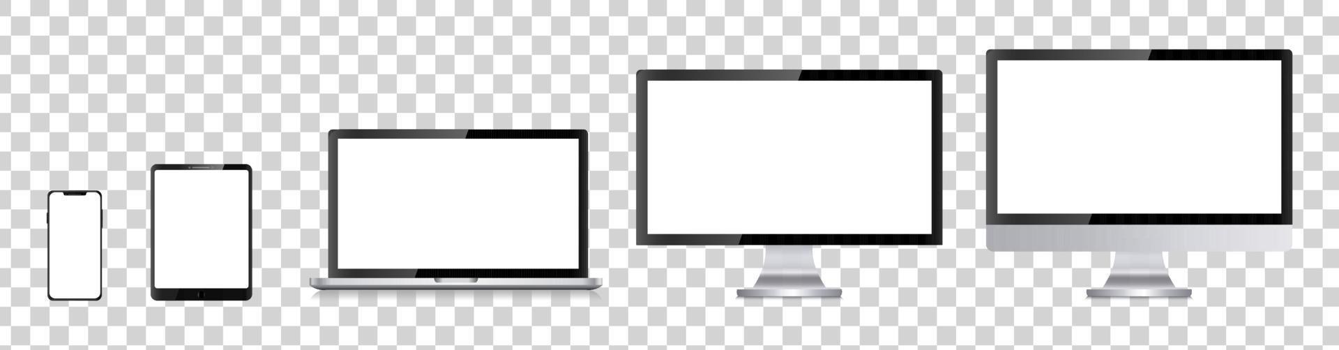 Device screen set - laptop smartphone tablet computer monitor. Vector