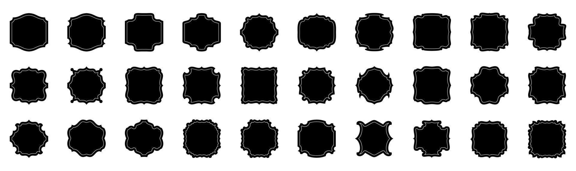 Set of blank vintage labels frames in black vector