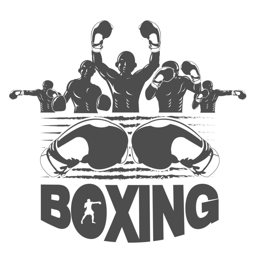 ilustración del concepto de cinco ganadores en blanco y negro para el logotipo de boxeo vector