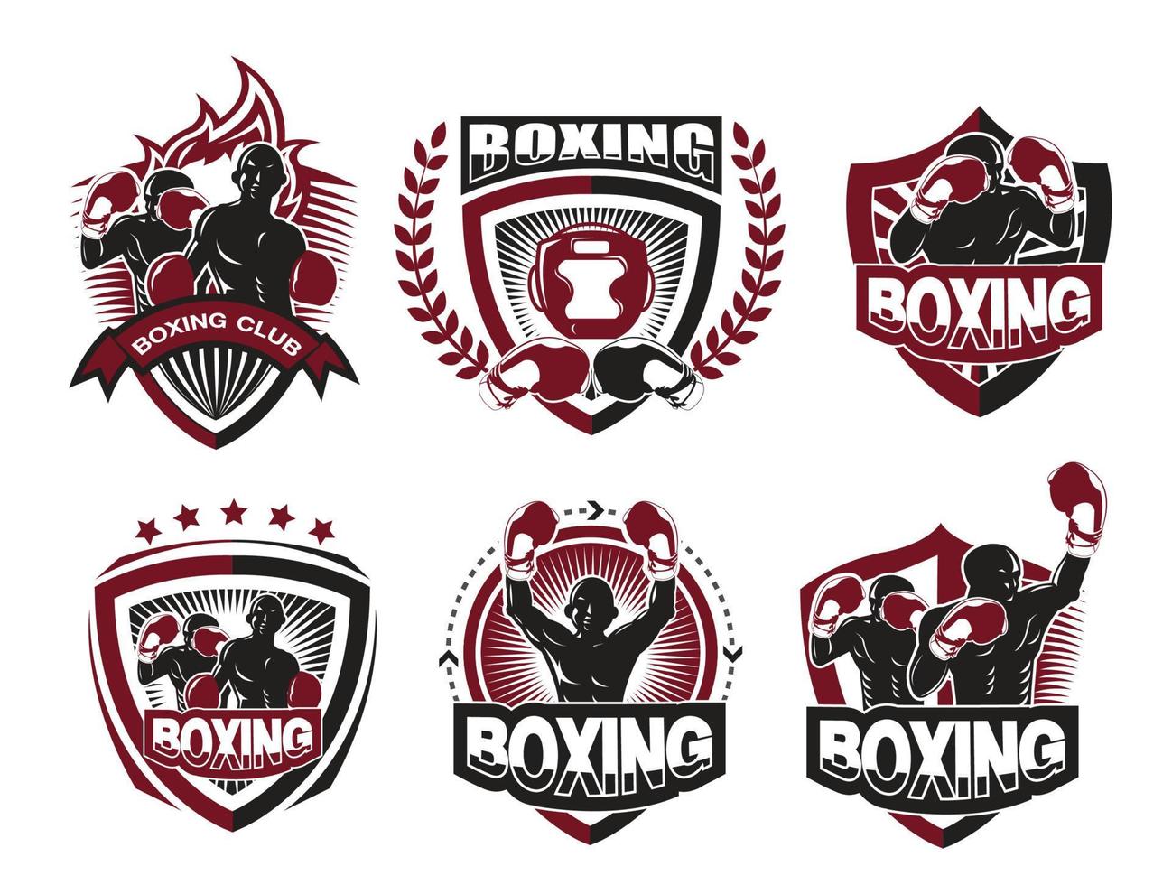 Collection of boxing logo set vector