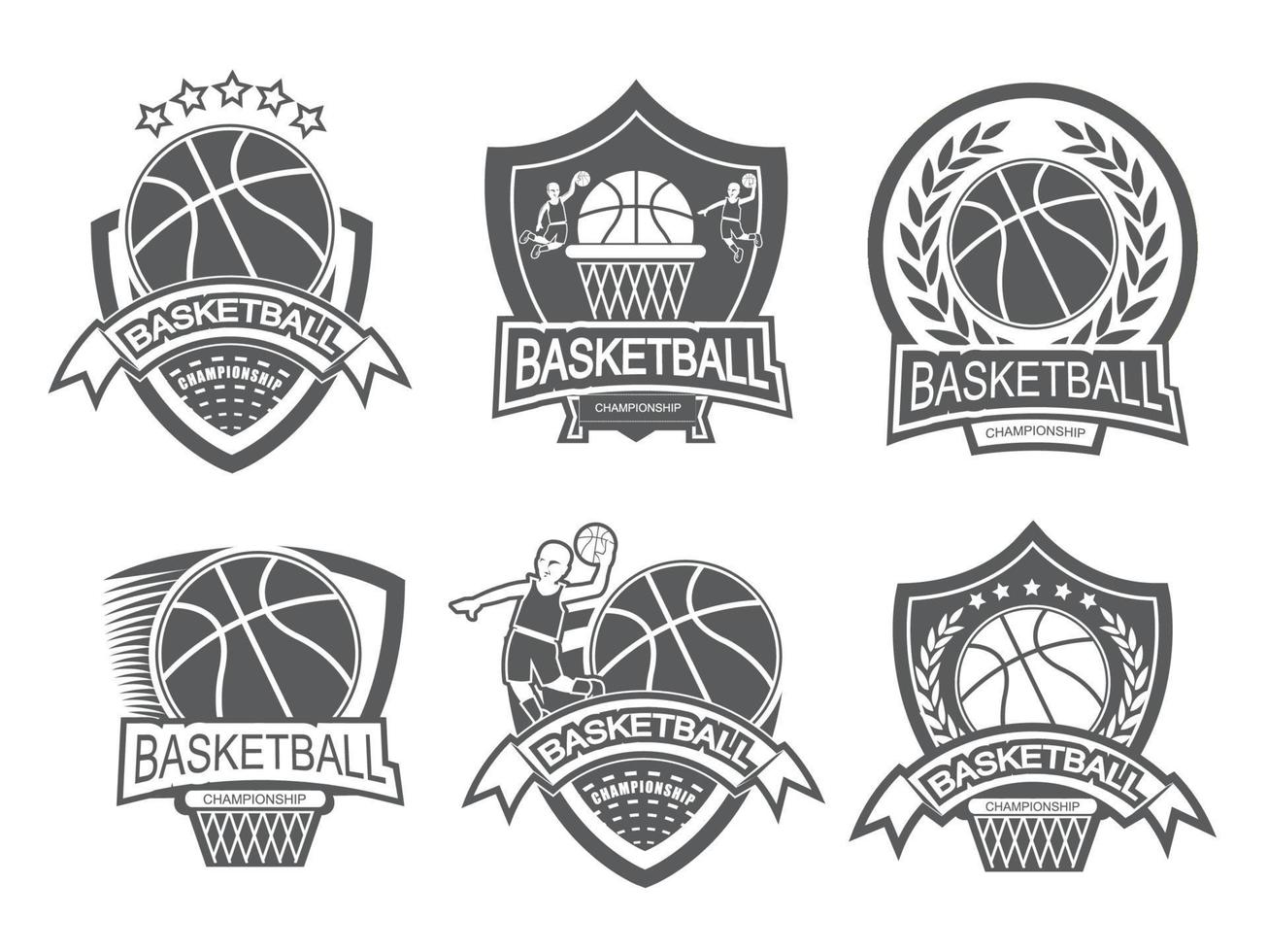 ilustración del conjunto de logotipos de baloncesto en blanco y negro.concepto ganador. vector