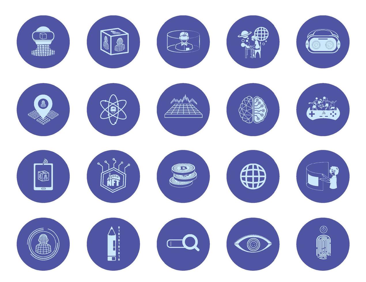 Illustration of metaverse icons set with modern color vector