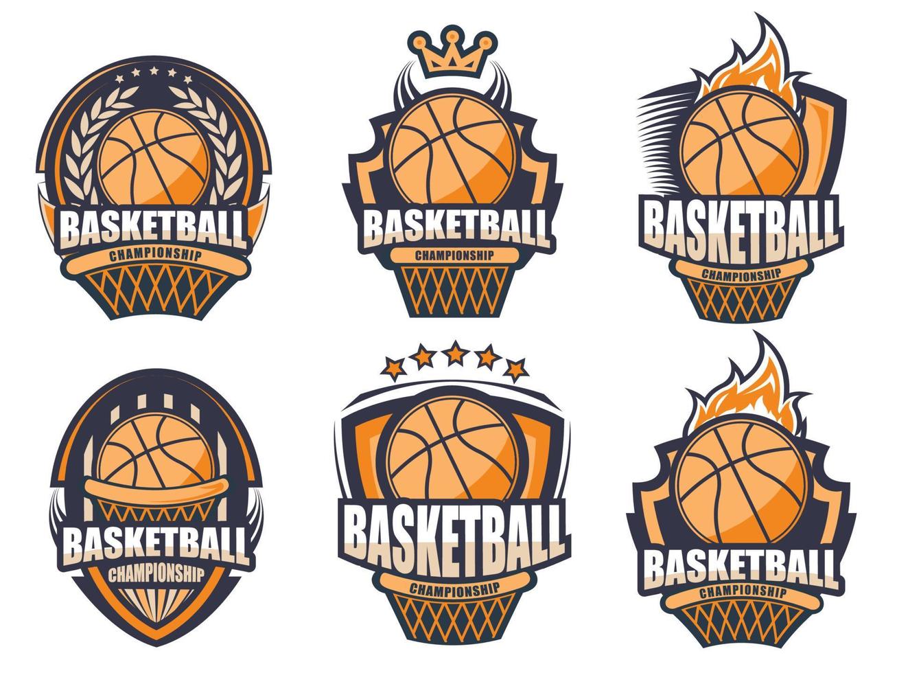 ilustración del conjunto moderno de logotipos de baloncesto vector