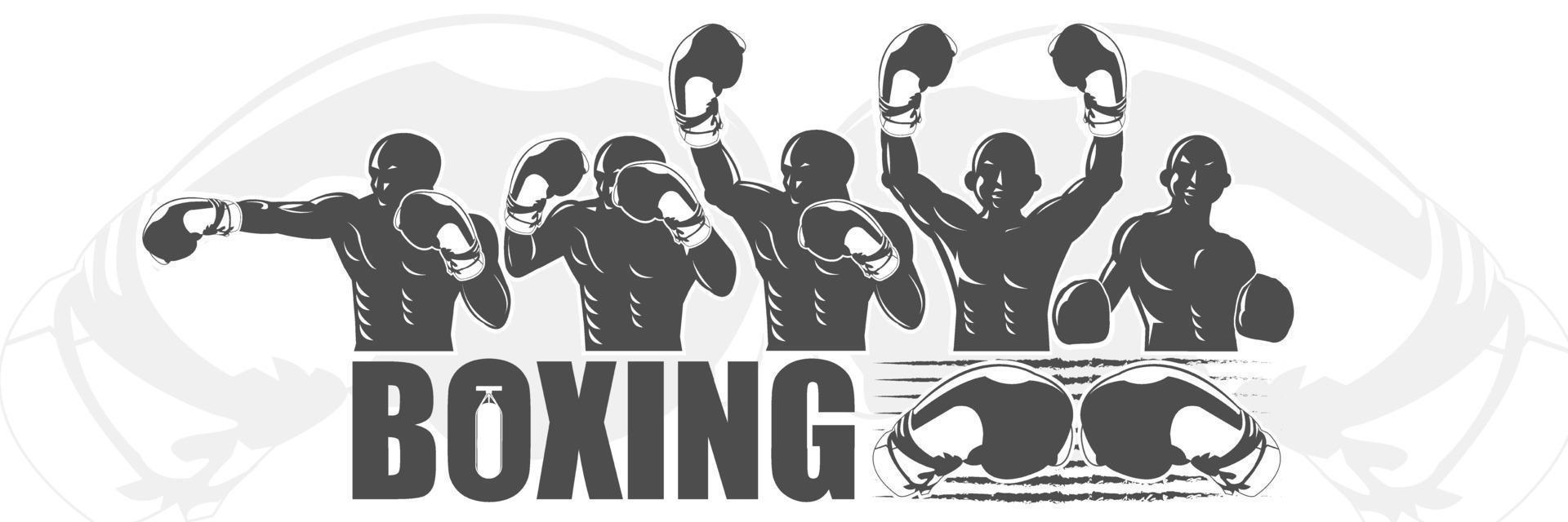 ilustración del concepto de cinco ganadores para el banner de boxeo vector