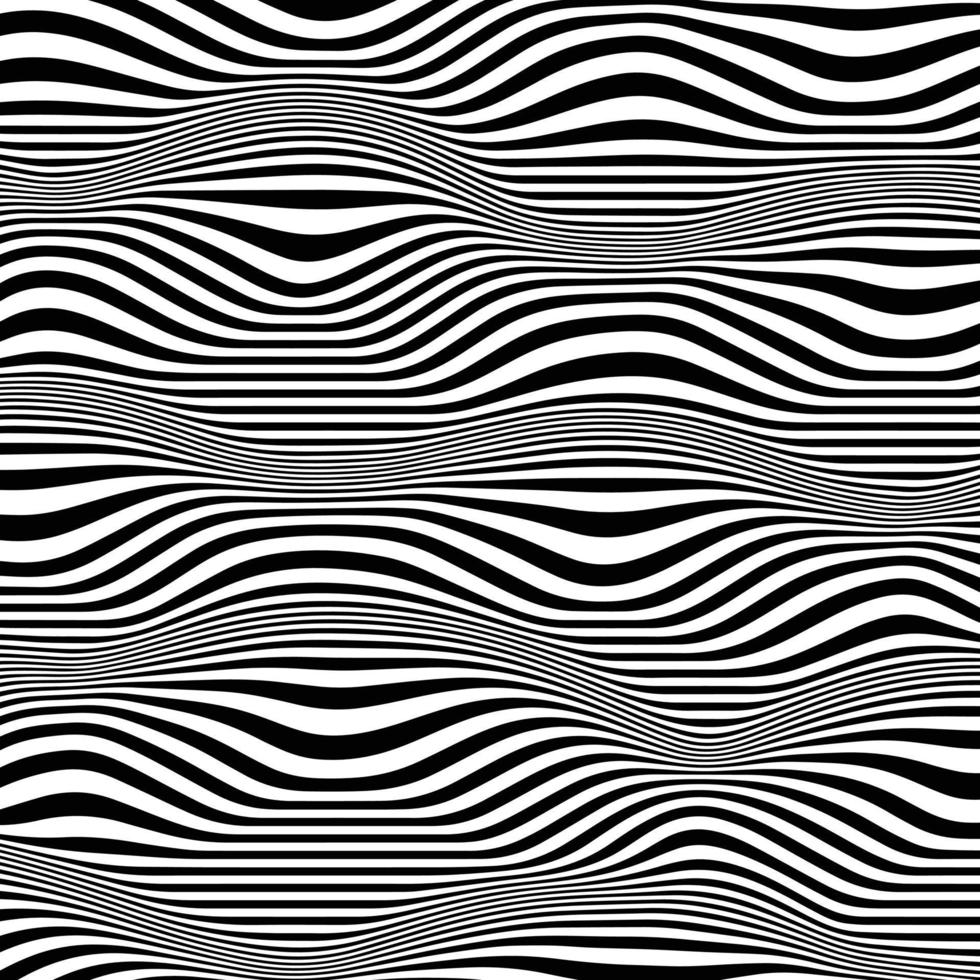 Op art black and white undulating stripe vector