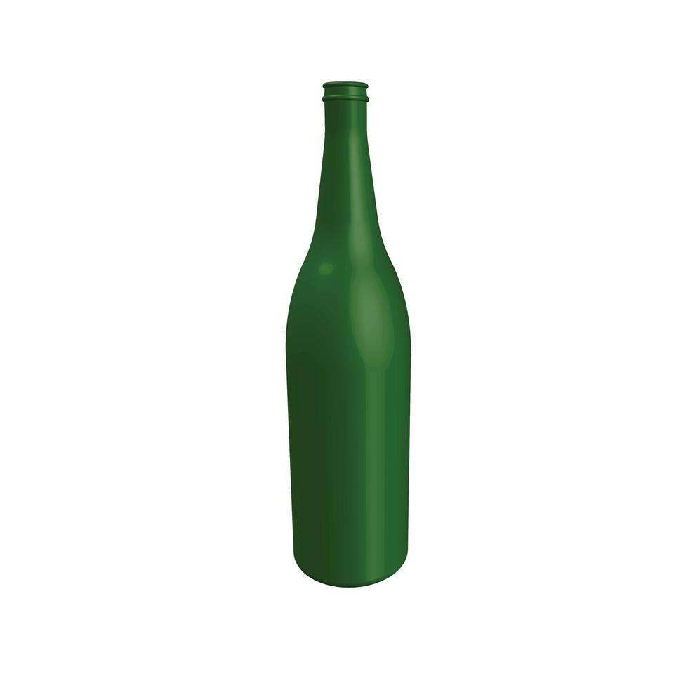 3d illustration of green glass bottle vector