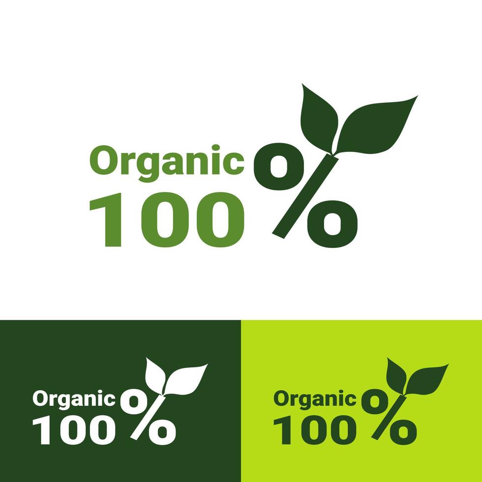 Vector organic label design template - leaf green natural sticker