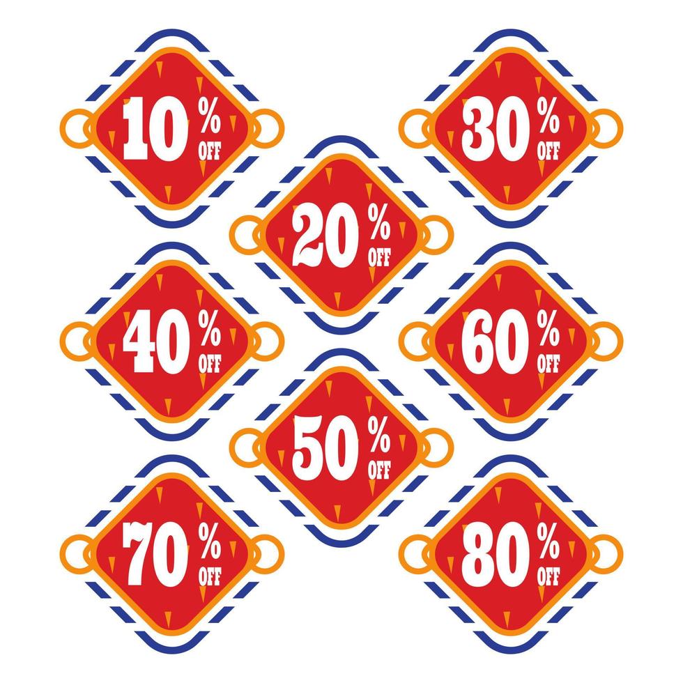 Label Discount Percent Color Flat Vector Design - Sticker Coupon Promotion