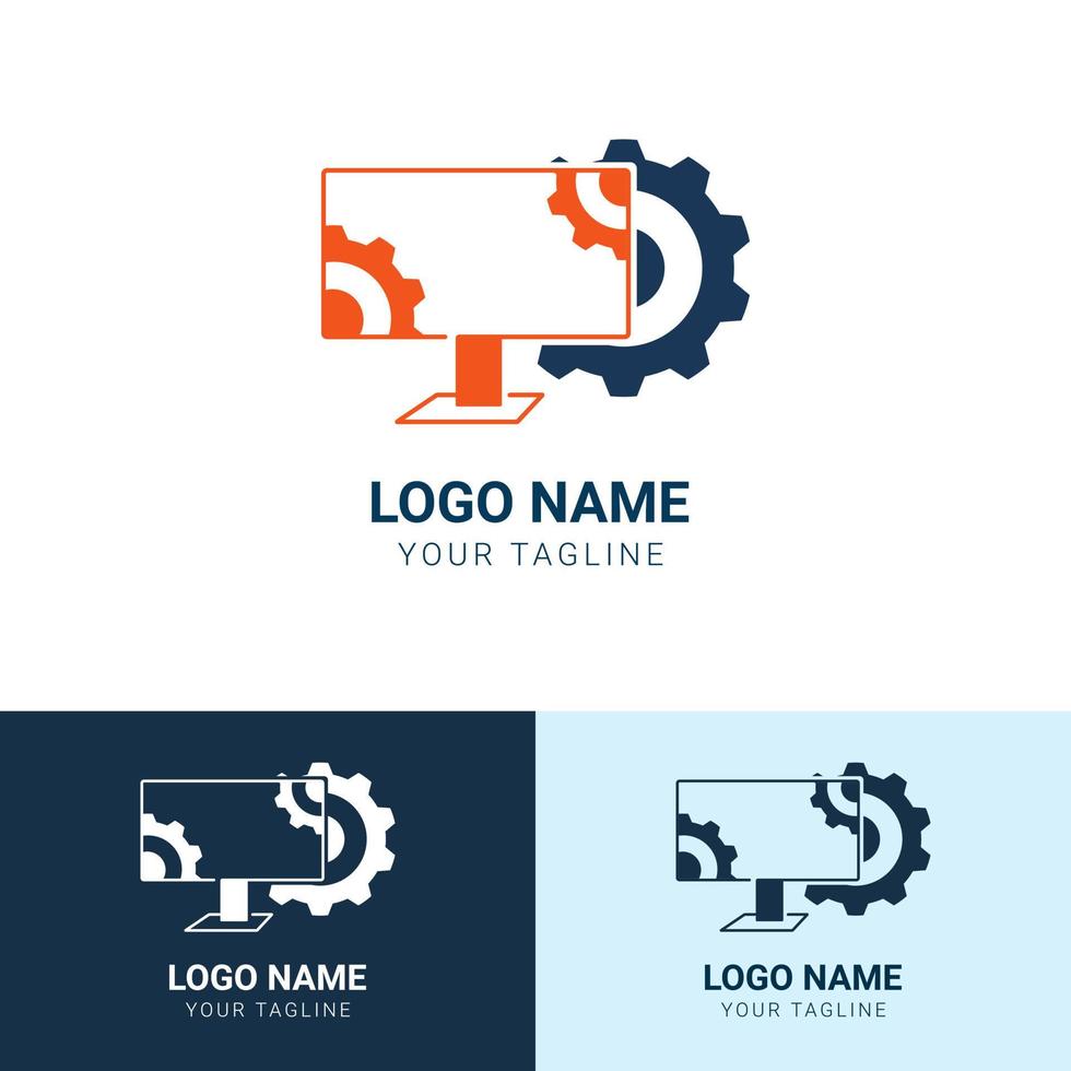 Vector Setting Logo design template - Monitor Repair Symbol