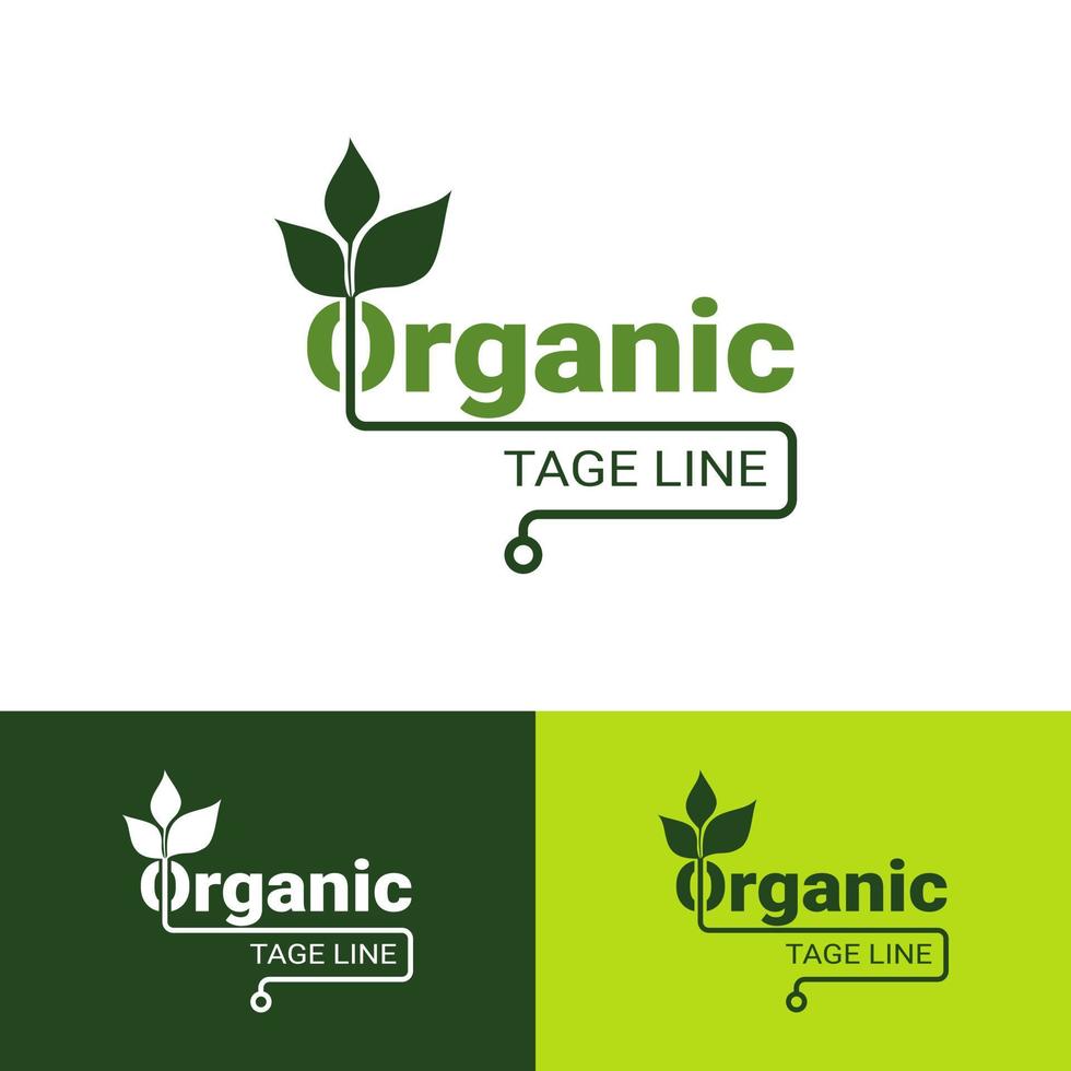 Vector organic label design template - leaf green natural sticker