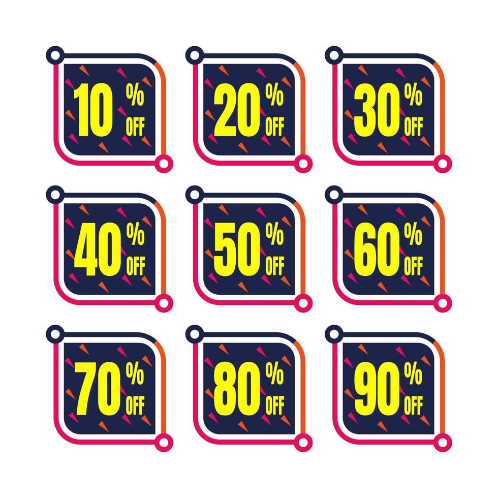 Label Discount Percent Color Flat Vector Design - Sticker Coupon Promotion