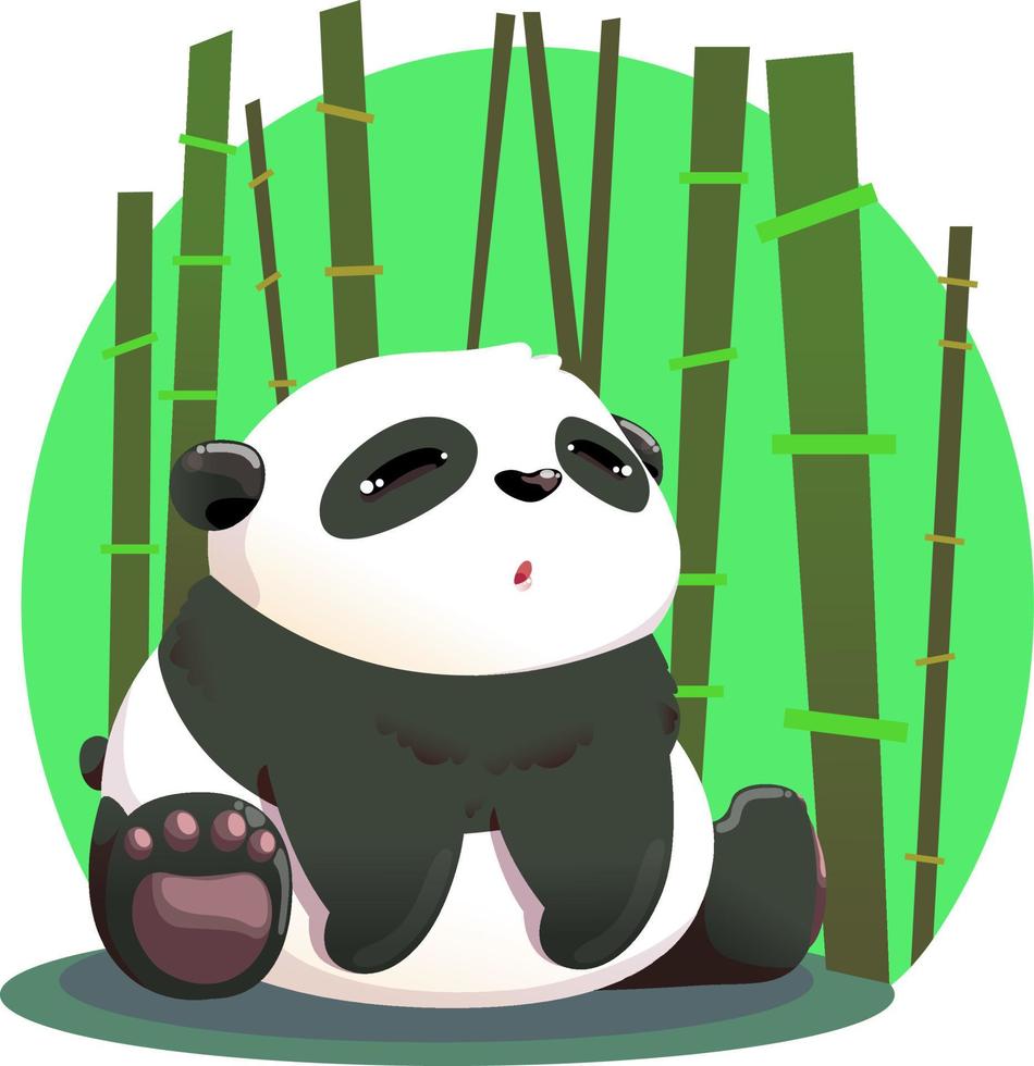 baby panda and bamboo tree vector