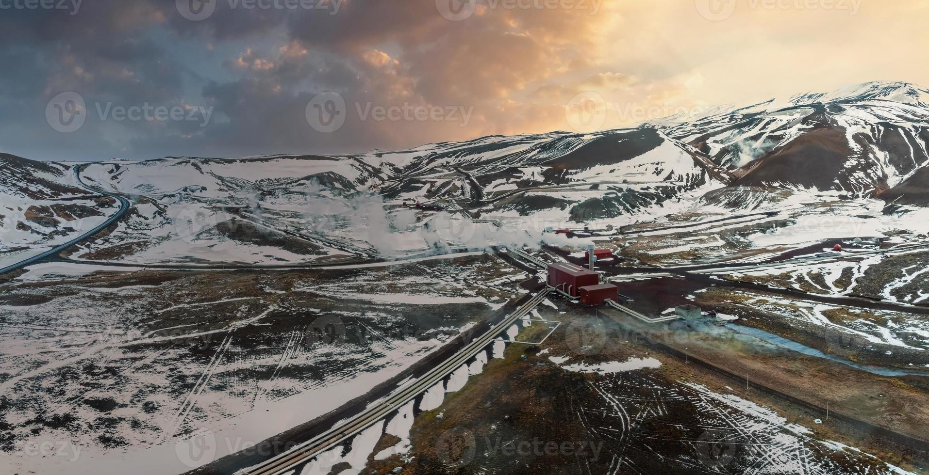 Aerial view of the Krafla Power Plant in Iceland. photo