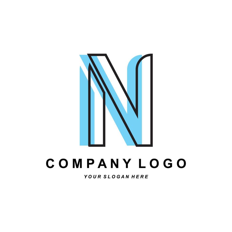 letra n logo diseño de marca corporativa, ilustración de fuente vectorial vector