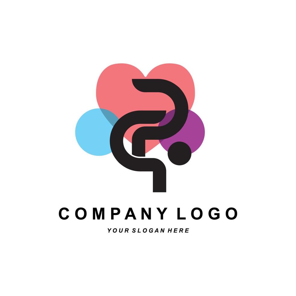 letter P logo corporate brand design, vector font illustration