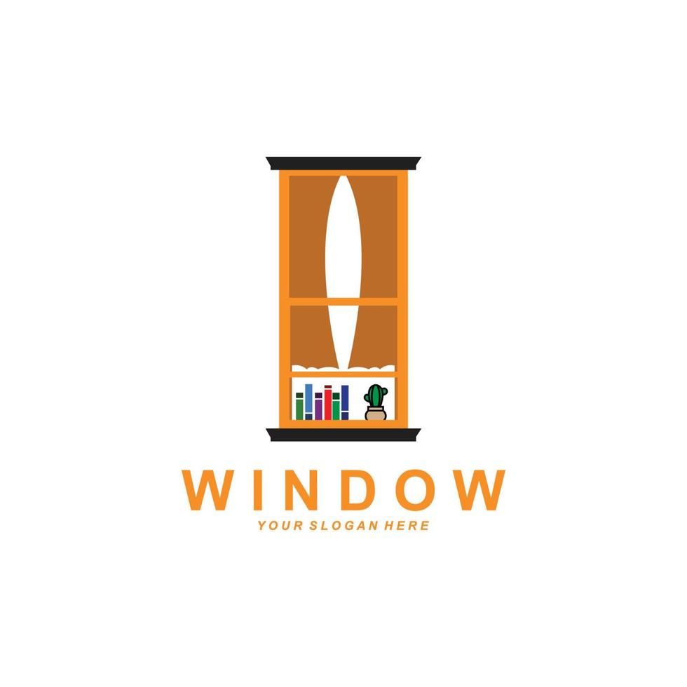 logotipo de la ventana de la casa, diseño de iconos del interior de la casa vector