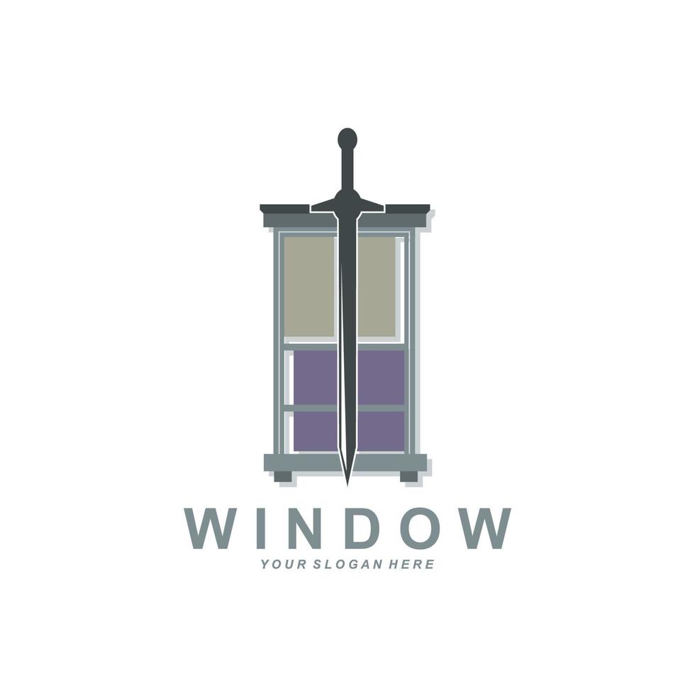 logotipo de la ventana de la casa, diseño de iconos del interior de la casa vector