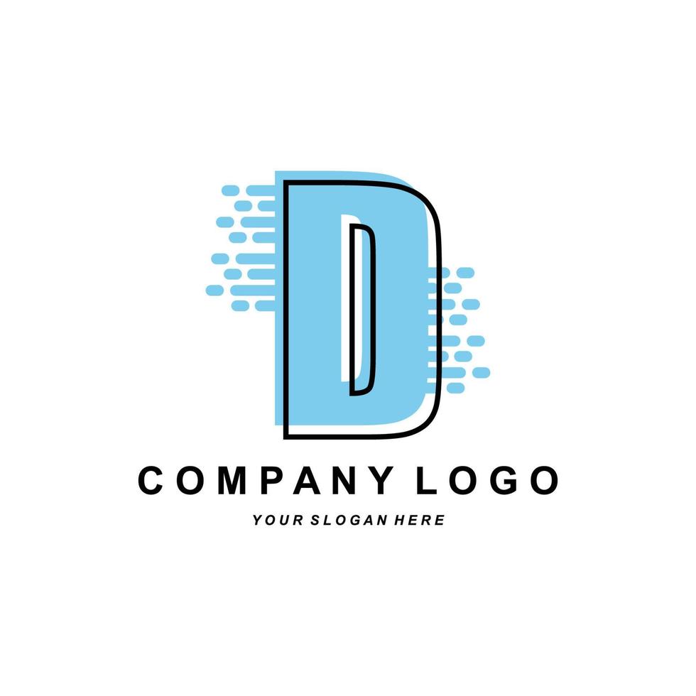 letter D logo, company brand initials design, sticker screen printing vector illustration