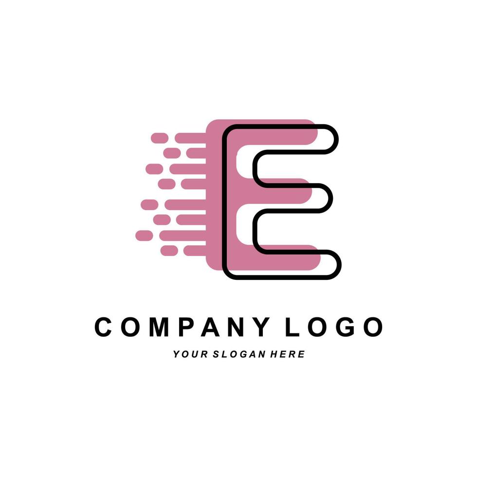 letter E logo, company brand initials design, sticker screen printing vector illustration