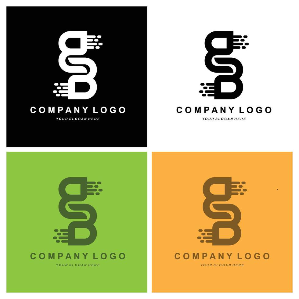 logotipo de la letra b, alfabeto de iconos vectoriales, ilustración del diseño de marca inicial de la empresa, serigrafía vector