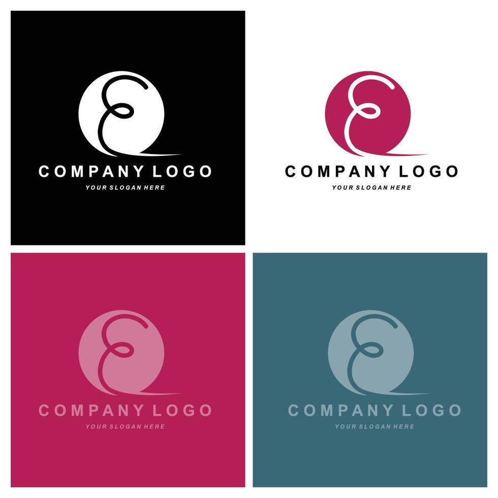 letter E logo, company brand initials design, sticker screen printing vector illustration
