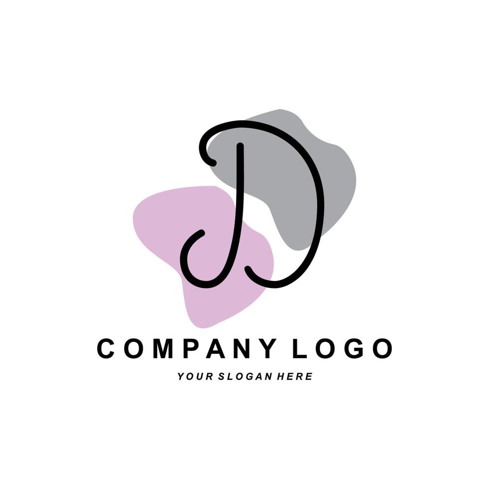 letter D logo, company brand initials design, sticker screen printing vector illustration