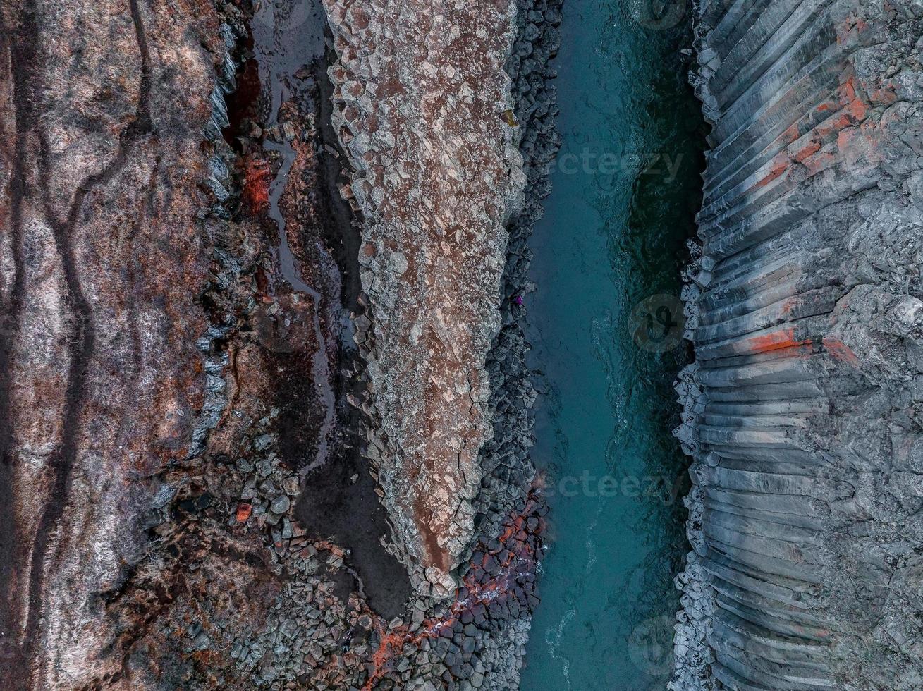 Epic view of the studlagil basalt canyon, Iceland. photo