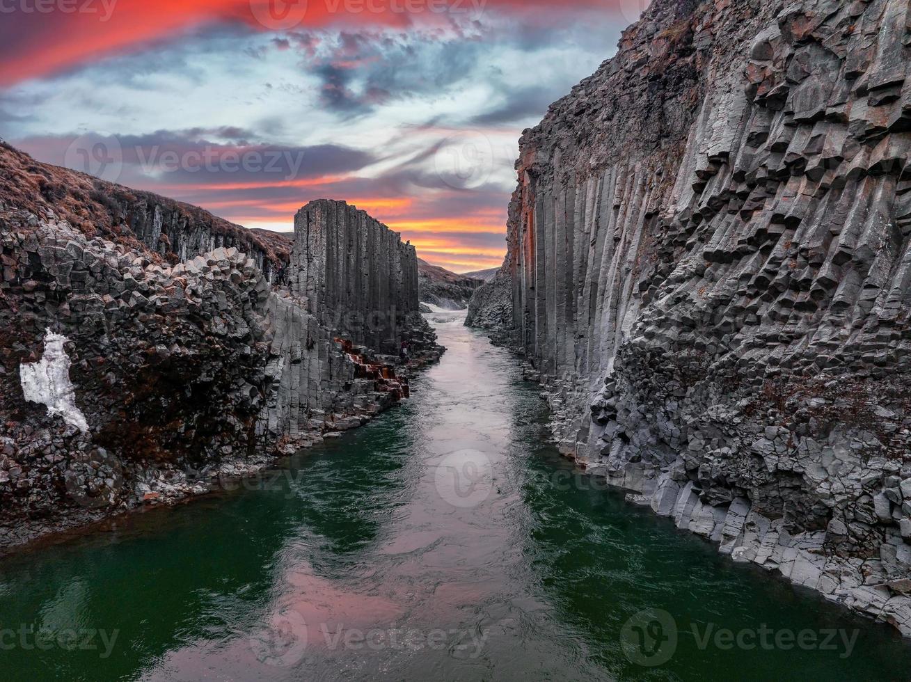 Epic view of the studlagil basalt canyon, Iceland. photo