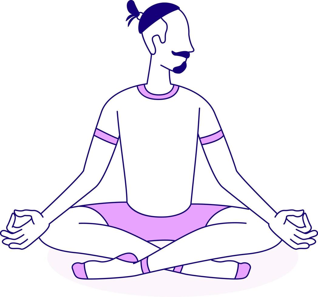 Man meditates semi flat color vector character