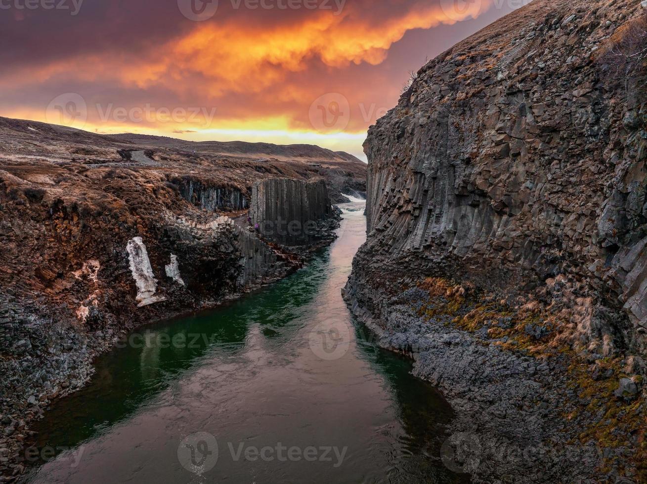 Epic view of the studlagil basalt canyon, Iceland. photo