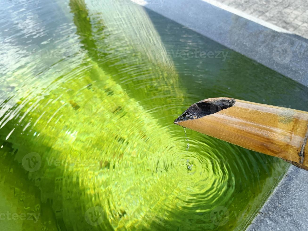 Hand wash made from bamboo, Japanese style. Close up photo