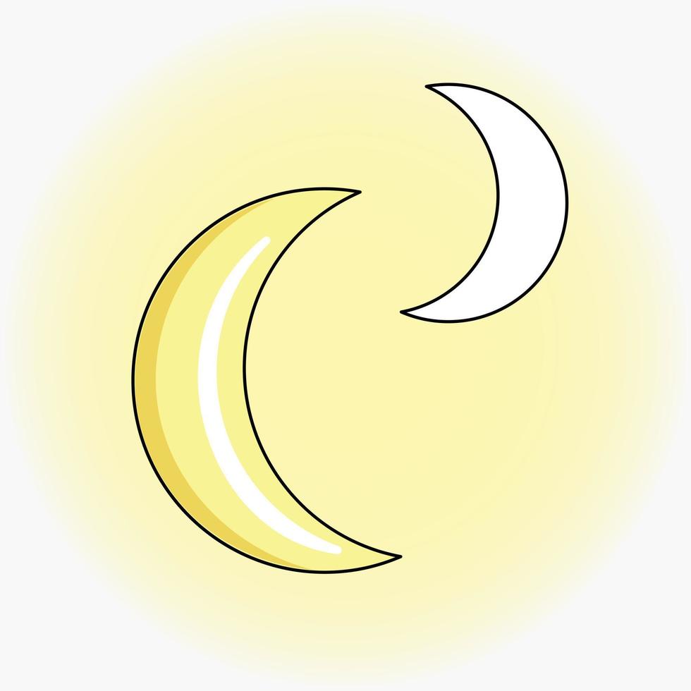 dibujo de media luna. ilustración vectorial de luna plana. icono, pegatina. magia. página para colorear vector