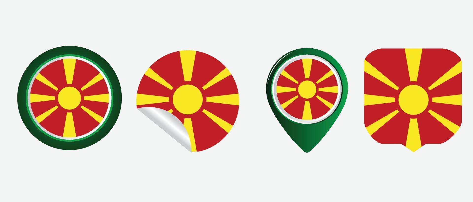 icono de la bandera de macedonia. conjunto de iconos web. colección de iconos plana. ilustración vectorial sencilla. vector