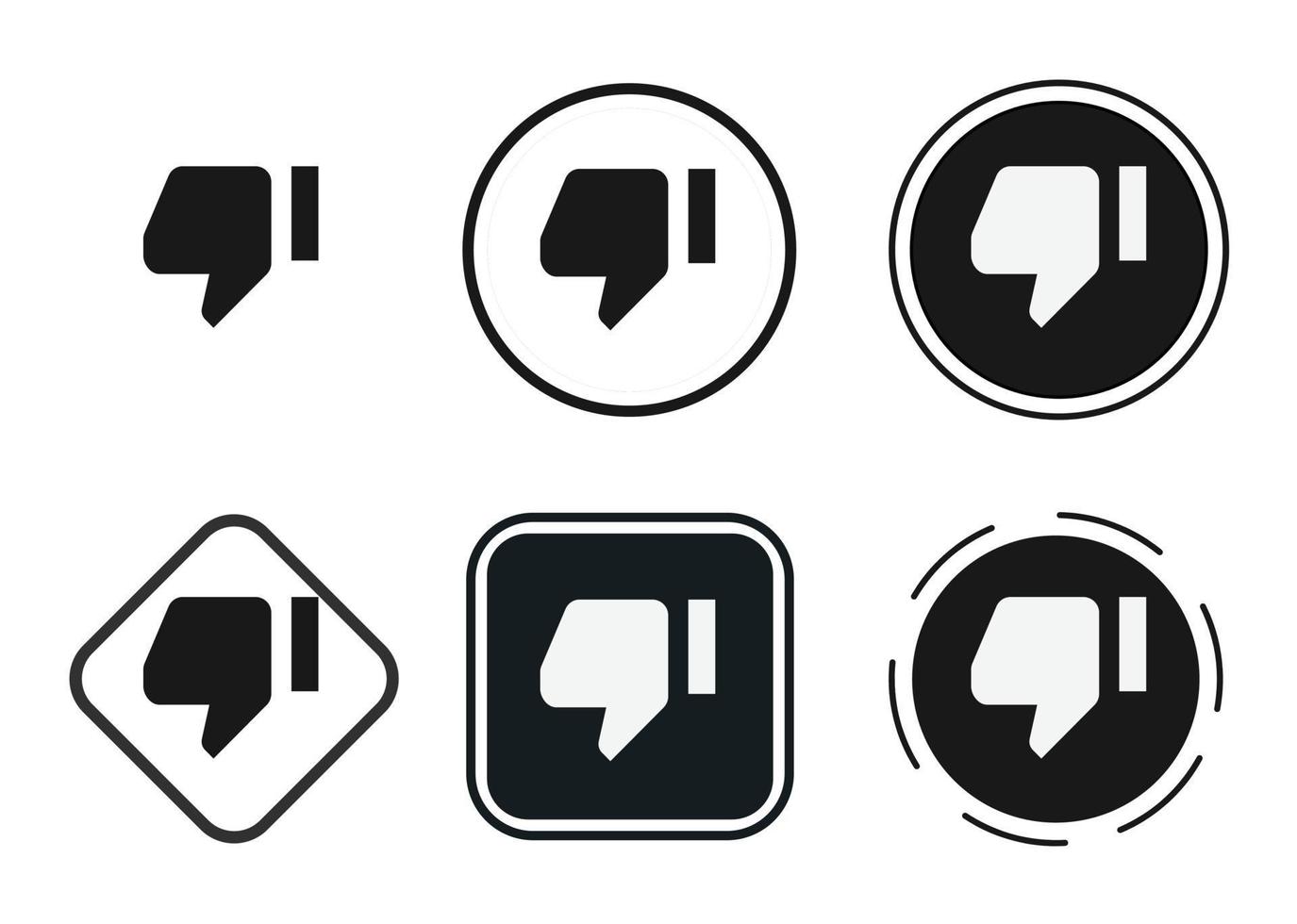 conjunto de iconos de pulgar hacia abajo. colección de logotipos de contorno negro de alta calidad para el diseño de sitios web y aplicaciones móviles en modo oscuro. ilustración vectorial sobre un fondo blanco vector