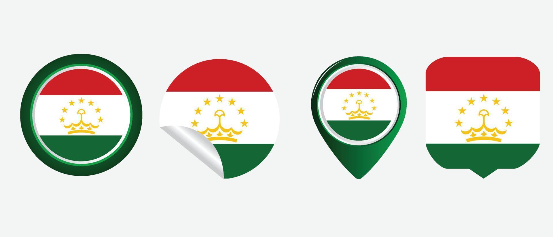 bandera de tayikistán. ilustración de vector de símbolo de icono plano