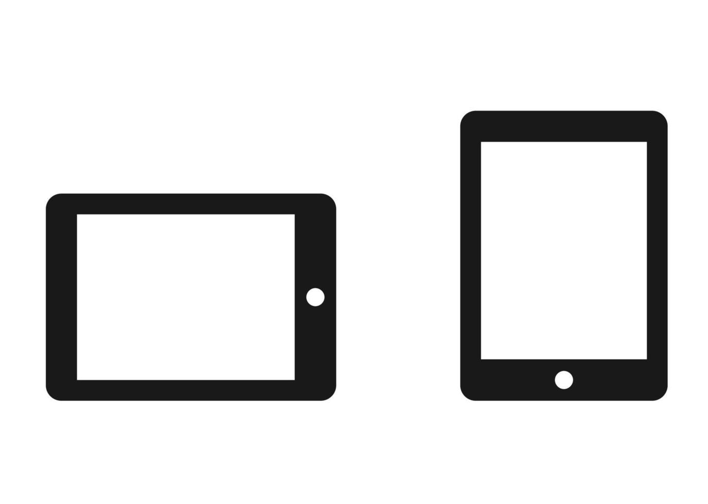 conjunto de iconos de retrato de paisaje de tableta. colección de logotipos de contorno negro de alta calidad para el diseño de sitios web y aplicaciones móviles en modo oscuro. ilustración vectorial sobre un fondo blanco vector