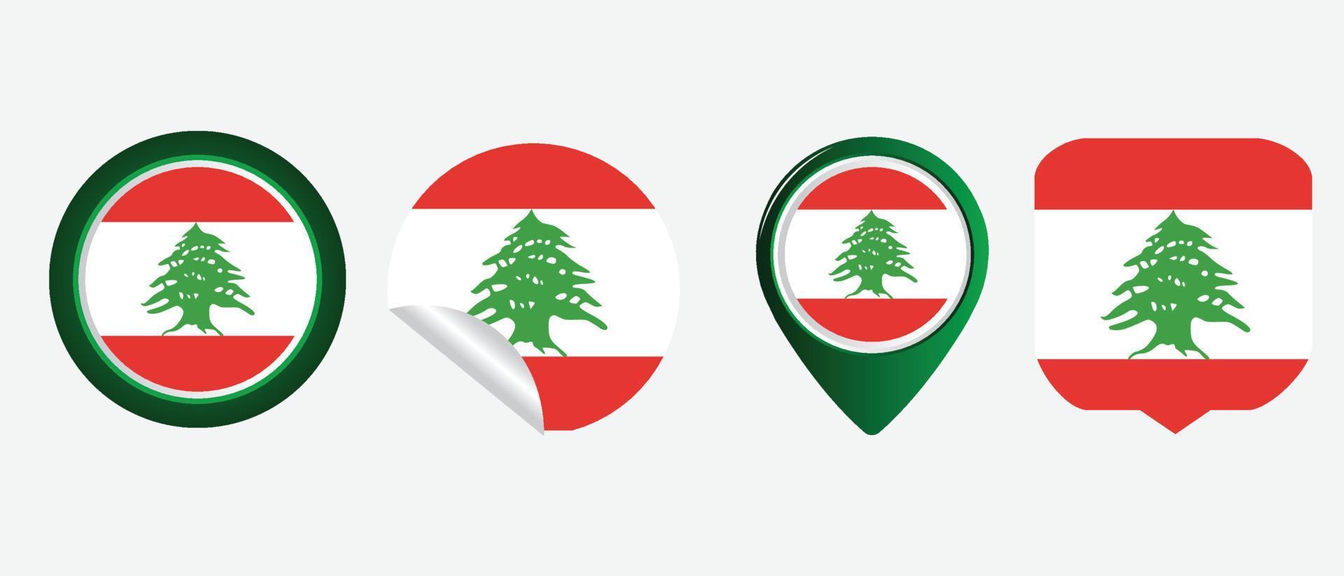 icono de la bandera de Líbano. conjunto de iconos web. colección de iconos plana. ilustración vectorial sencilla. vector